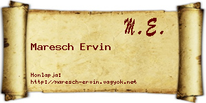 Maresch Ervin névjegykártya